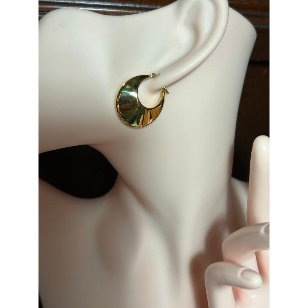 Vintage 14k solid yellow gold chunky oversized hoop earrings fine jewelry - Picture 2 of 11